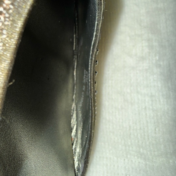 Vintage | Sequin & Beaded Embroidered Olive Green Leather Kitten Heels - Picture 4 of 11